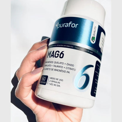 Mag6 Purafor Magnésio 500mg 60caps 100% Natural Alta Pureza