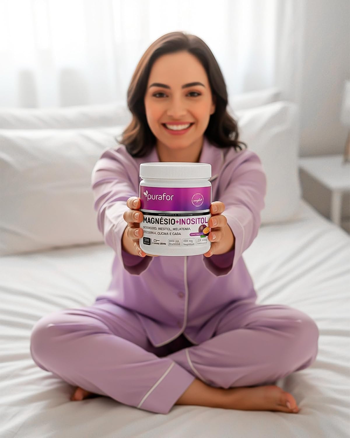 Magnésio + Inositol Sabor Maracuja Purafor 210g Alta Pureza