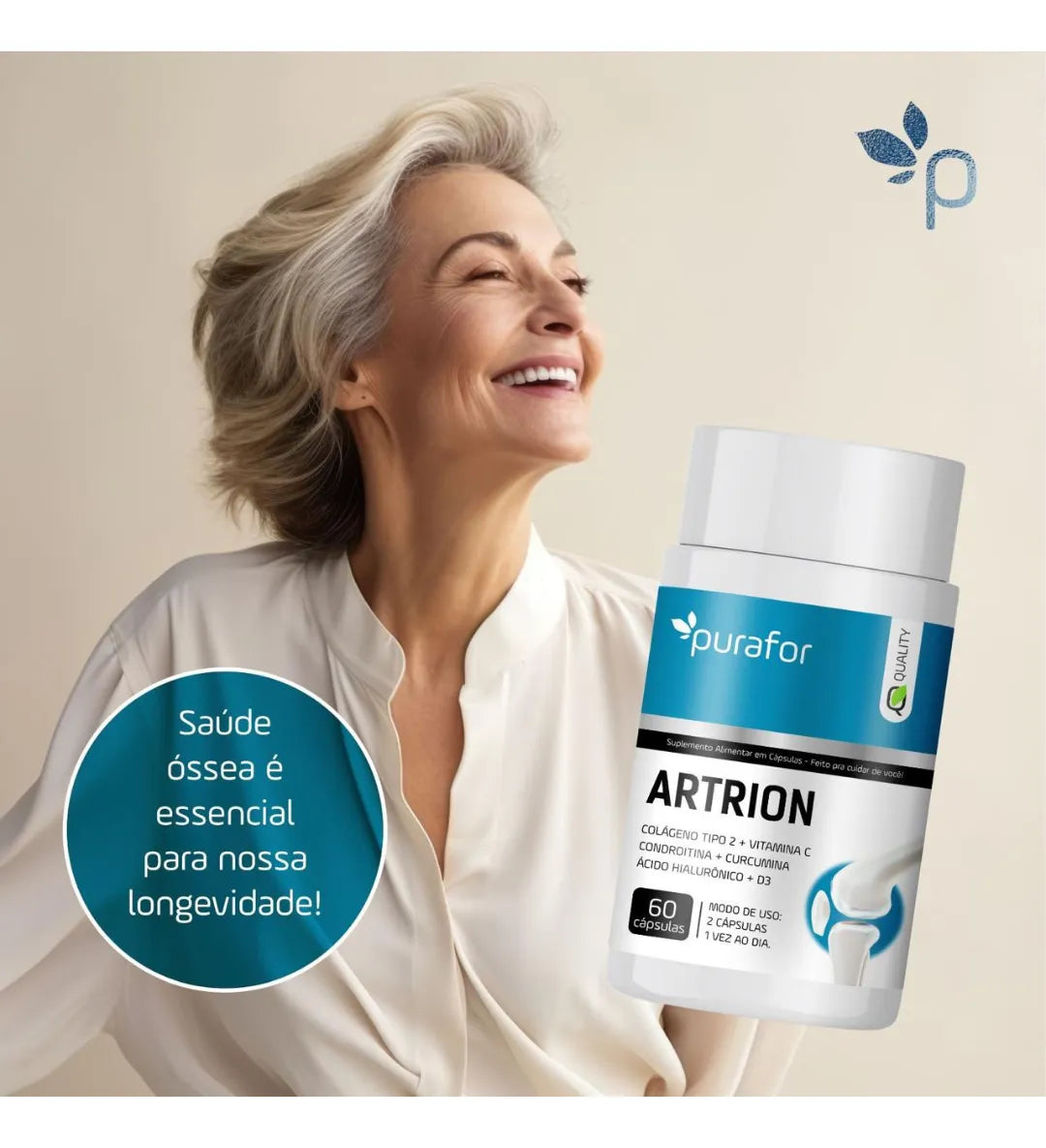 Artrion Colágeno Tipo 2 + Vitaminas Purafor 60caps Alta Pureza