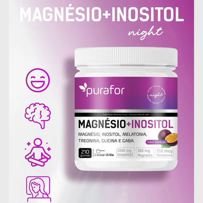 Magnésio + Inositol Sabor Maracuja Purafor 210g Alta Pureza