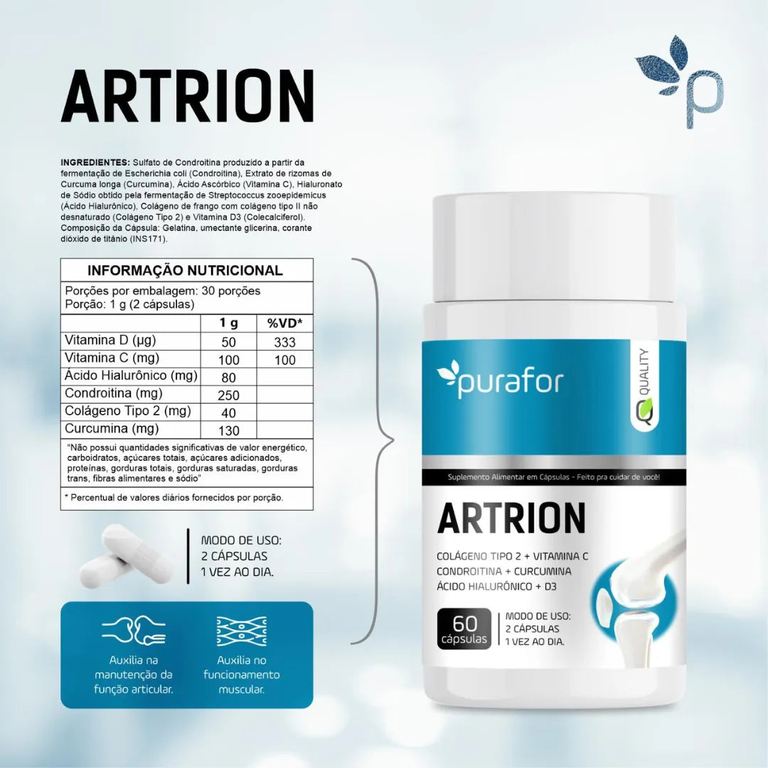 Artrion Colágeno Tipo 2 + Vitaminas Purafor 60caps Alta Pureza