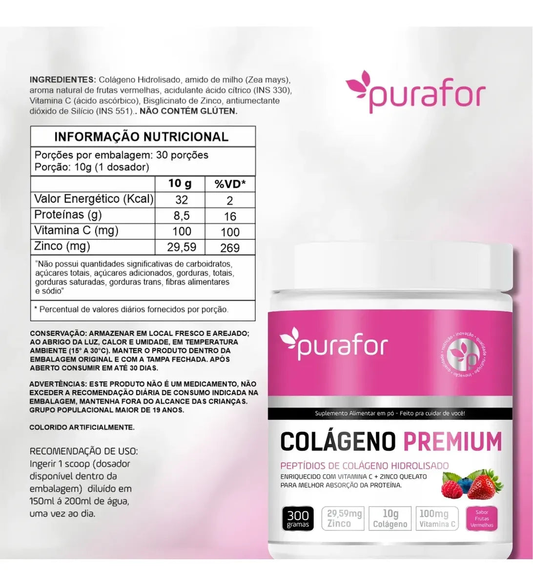Colágeno Premium Hidrolisado Verisol Frutas Vermelhas 200g 100% Natural Alta Pureza